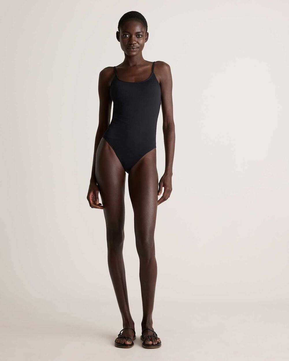 NWT Quince Italian Cami Ribbed One-Piece Swimsuit L